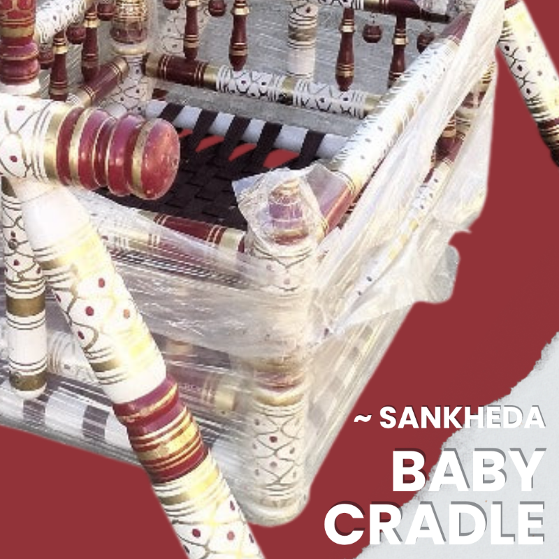 Wooden Sankheda Cradle T - Stand