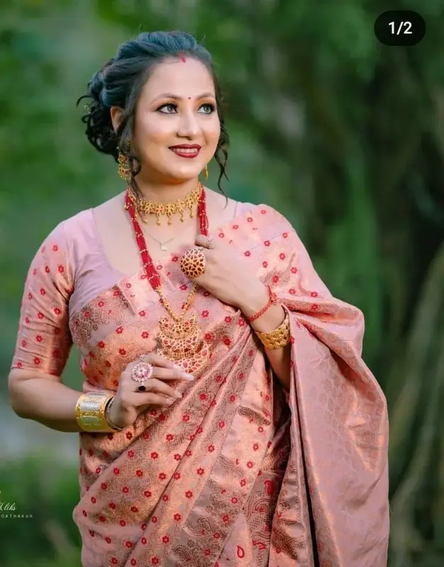 PURE SILK ZARI WOWAN MIX PATH ASSAME TREDITIONAL MEKHELA SADOR