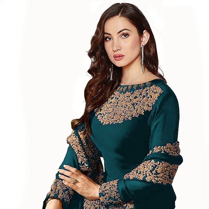 Designer embroidered georgette salwar suit semi stitched