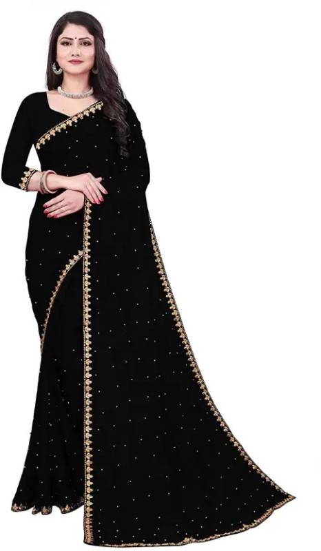 Women Georgette Embroidery Saree With blouse Piece