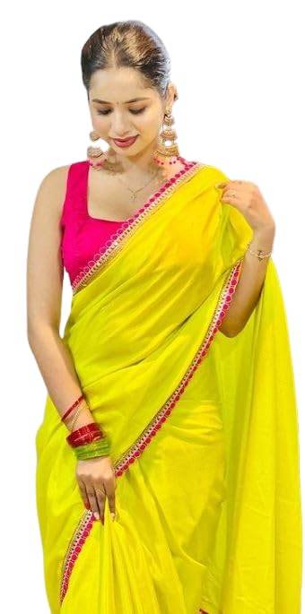 Georgette Fancy Lace Saree with Tussles Work, Unstitched Blouse