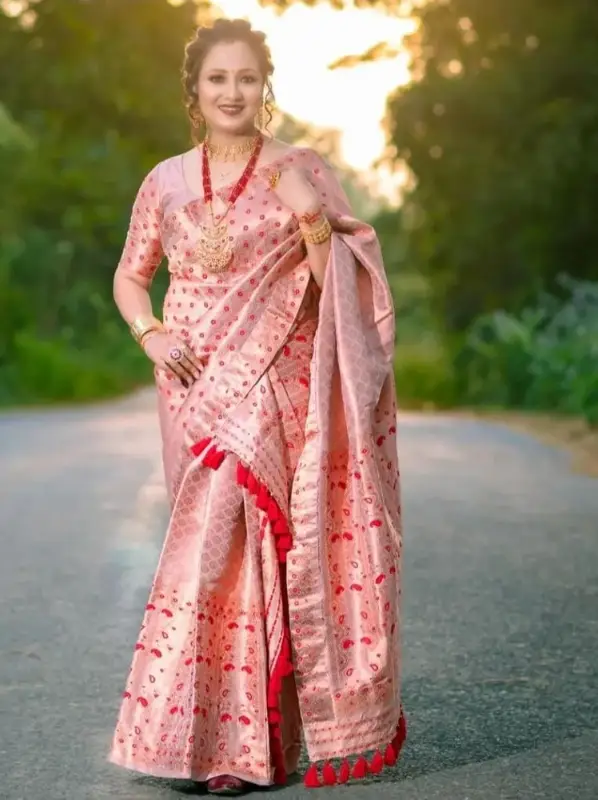 PURE SILK ZARI WOWAN MIX PATH ASSAME TREDITIONAL MEKHELA SADOR