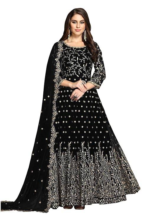 Black Georgette Wedding Wear Embroidery Work Anarkali Suit