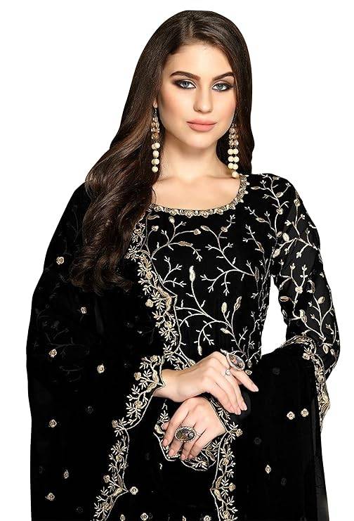 Black Georgette Wedding Wear Embroidery Work Anarkali Suit