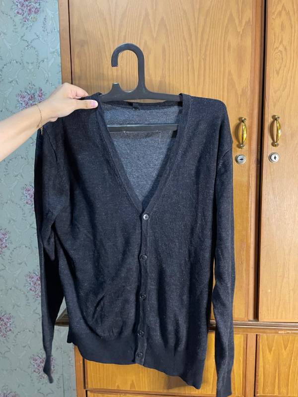 Cardigan Rajut Abu Tua No Brand