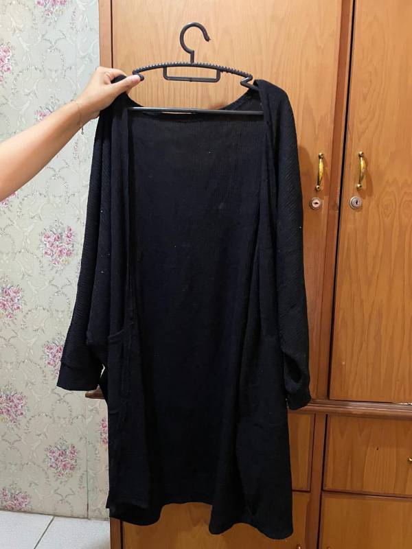 Cardigan Rajut Hitam Panjang No Brand
