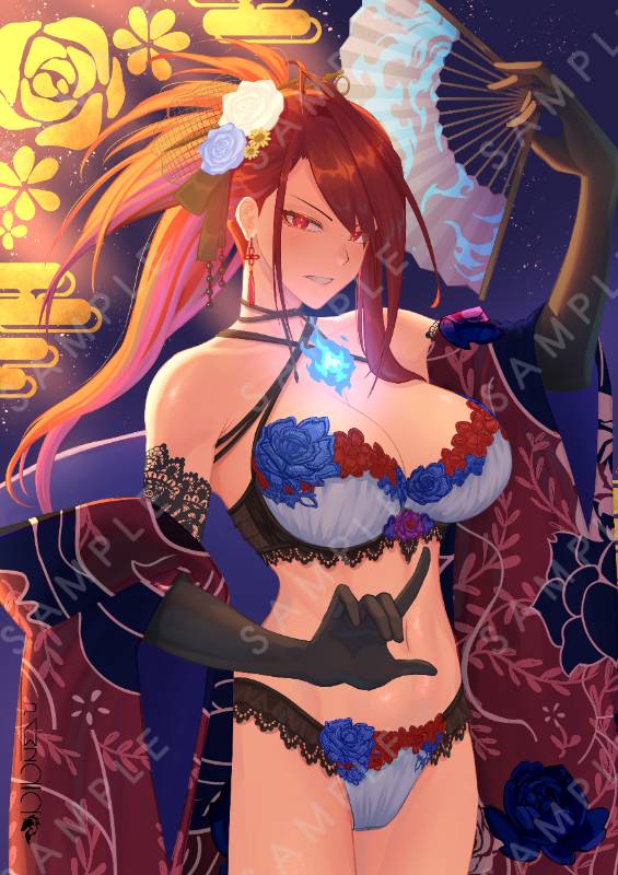 Elizabeth Rose Bloodflame New Year Lingerie Foil Card by Pawz212