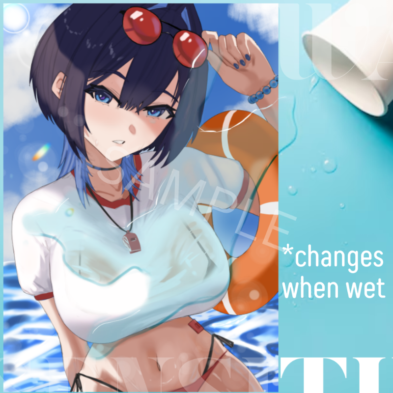 Kronii Summer Water Sensitive Artprint by OtaPic