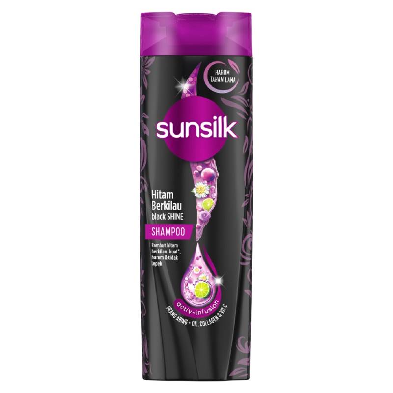 SUNSILK SHAMPO HITAM BERKILAU BLACK SHINE ACTIV INFUSION BOTOL 160ML