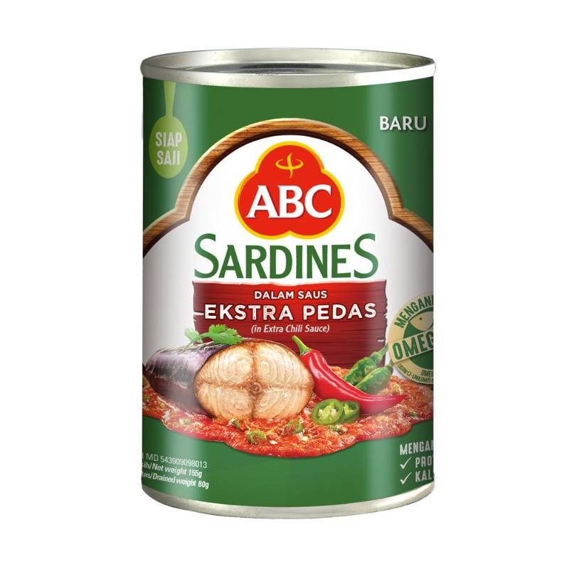 ABC OLAHAN IKAN SARDINES DALAM SAUS EXTRA PEDAS TIN 155GR