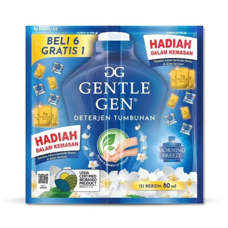 GENTLE GEN DETERJEN TUMBUHAN MORNING BREEZE SACHET 6X80ML