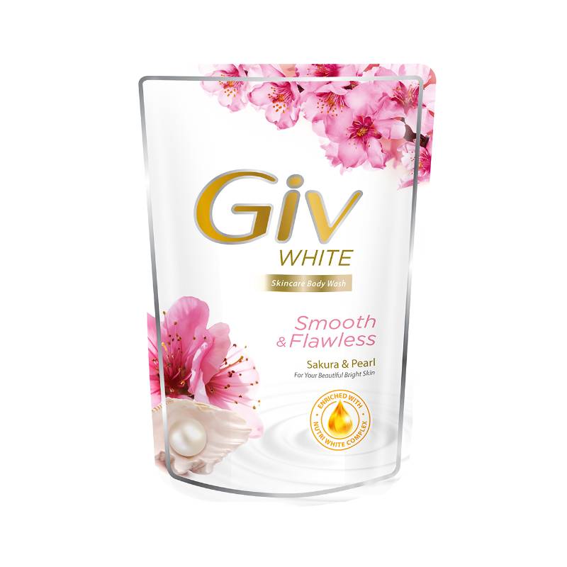 GIV WHITE BODY WASH SMOOTH & FLAWLESS SAKURA & PEARL REFFIL 400ML