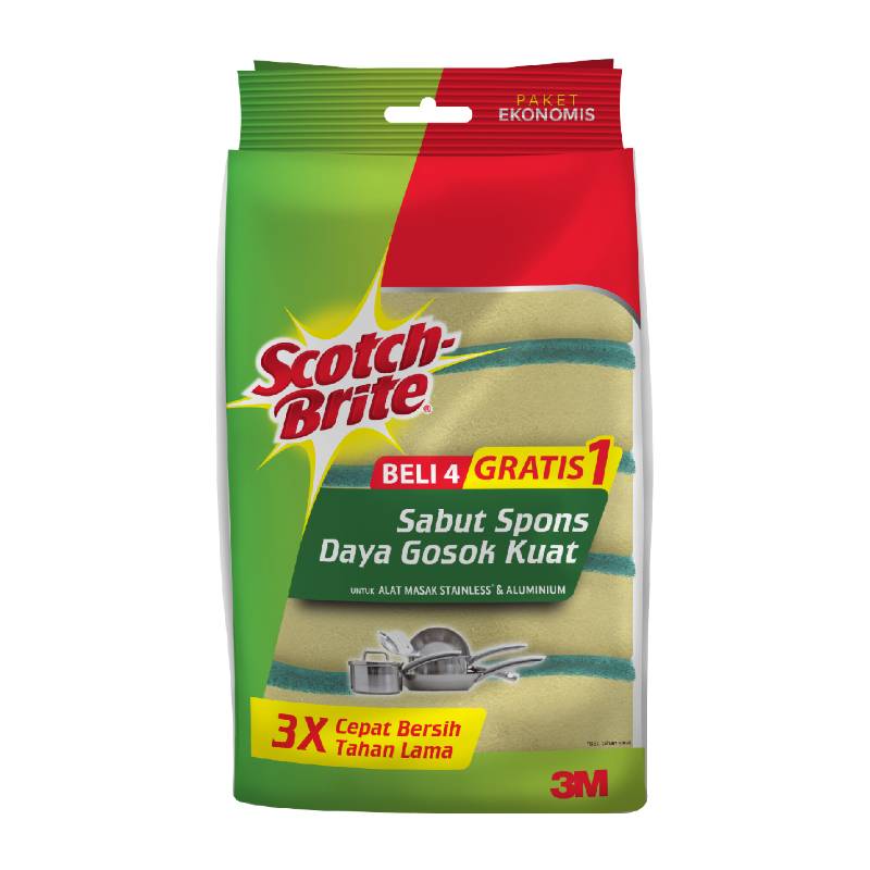 SCOTH-BRITE ID-30P5 SABUT SPONS 4 GRATIS 1 ECOPACK