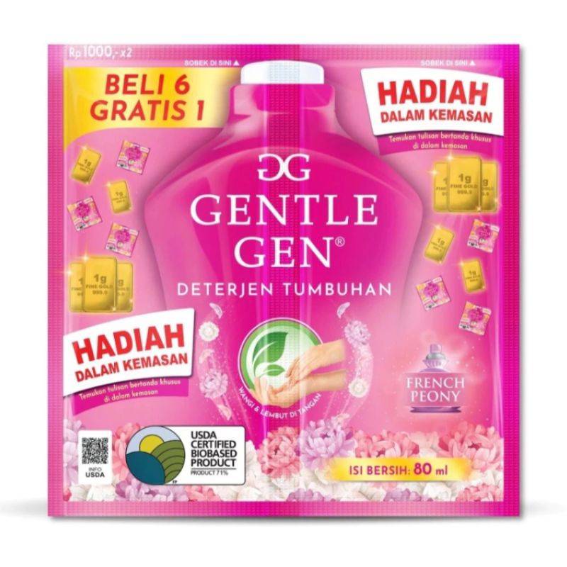 GENTLE GEN DETERGEN LIQUID FRENCH PEONY SACHET 6x80ml