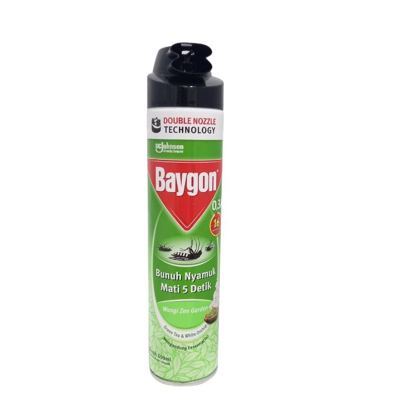 BAYGON ANTI NYAMUK AEROSOL WANGI ZEN GARDEN GREEN TEA & WHITE ORCHID 600ML