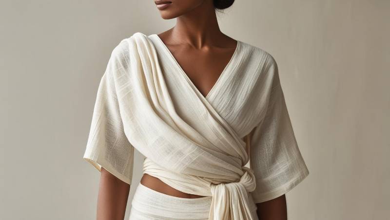 Khadi Crop Wrap Top