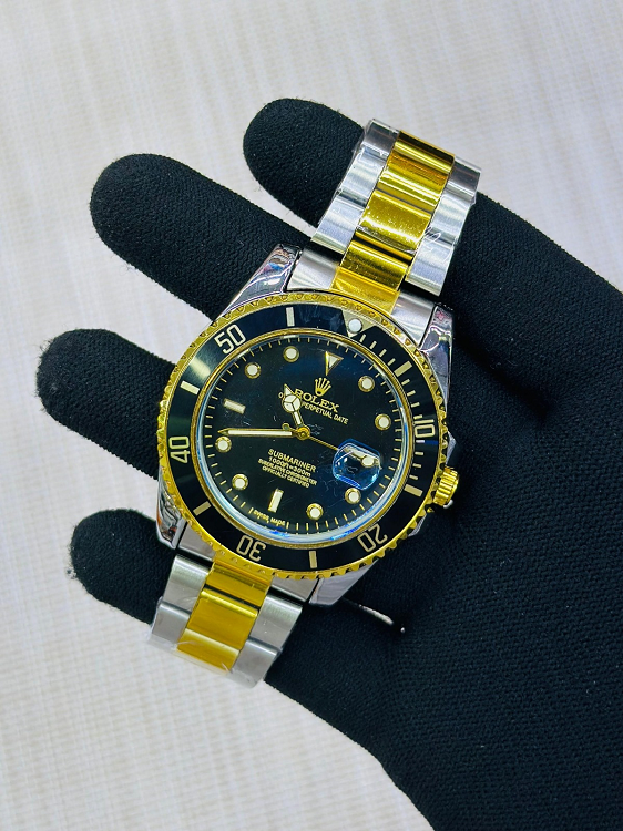 Rolex Oyster Date Sliver - Gold Mix Black Dial Watch