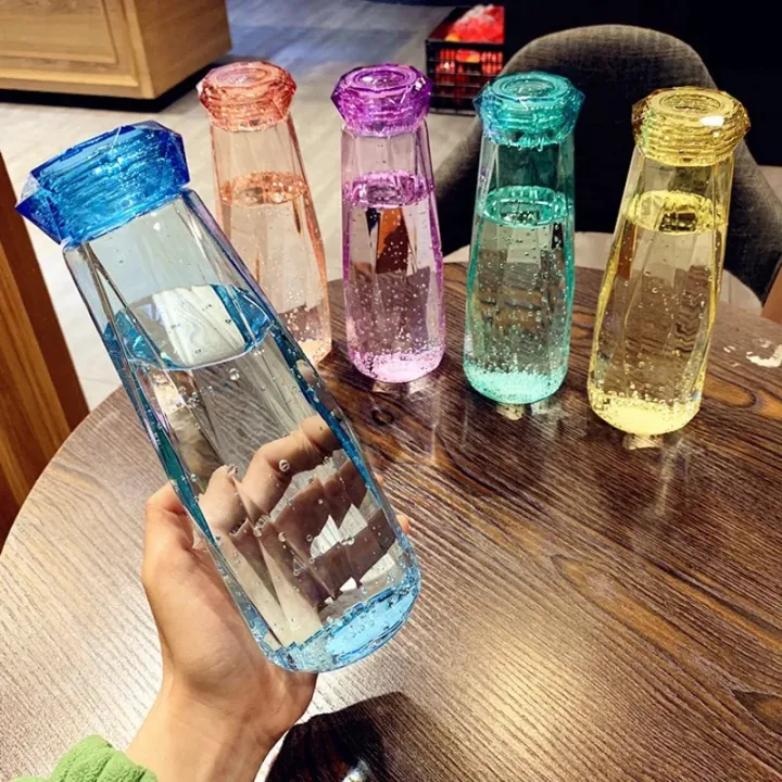 Diamond Design Glass Water Bottle - 500ml