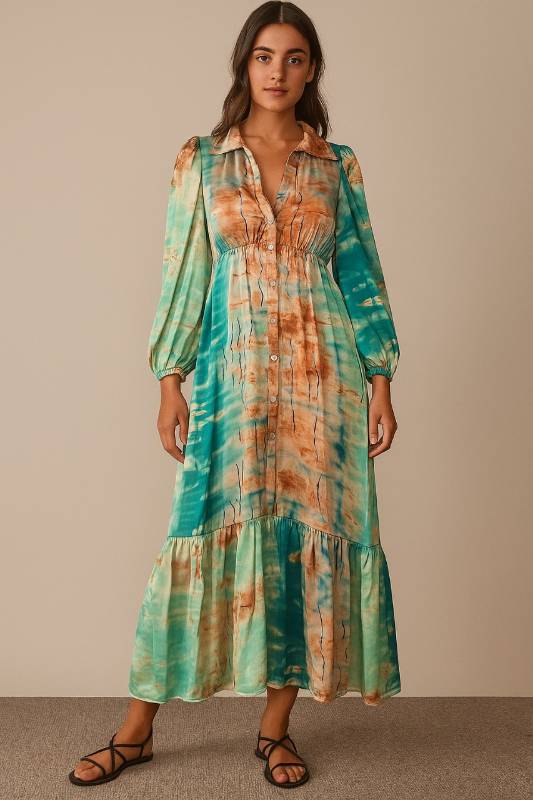 Royal Silk Tiered Maxi Dress