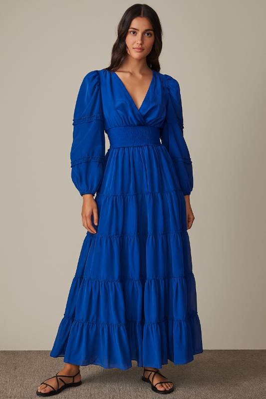 Royal Silk Tiered Maxi Dress