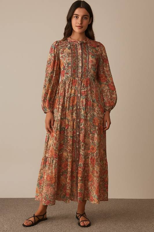 Royal Silk Tiered Maxi Dress