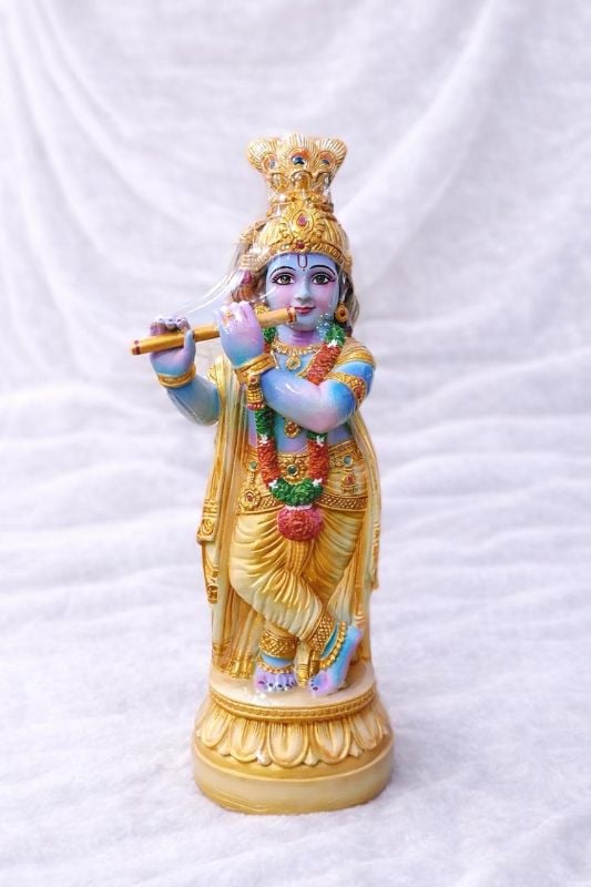 18 Inch Marble Krishna - Ivory