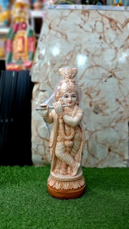 18 Inch Marble Krishna - White