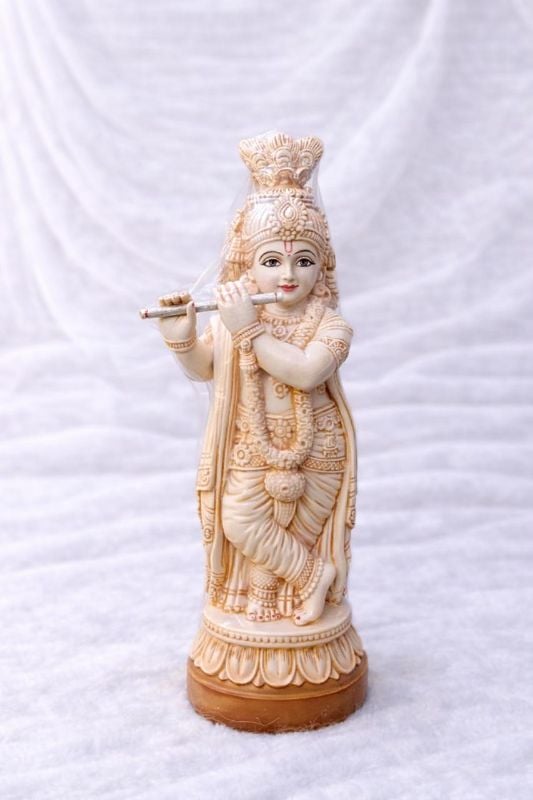 18 Inch Marble Krishna - White