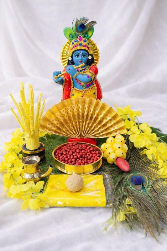 Vishu kani Special Ivory 12 Inch Blue