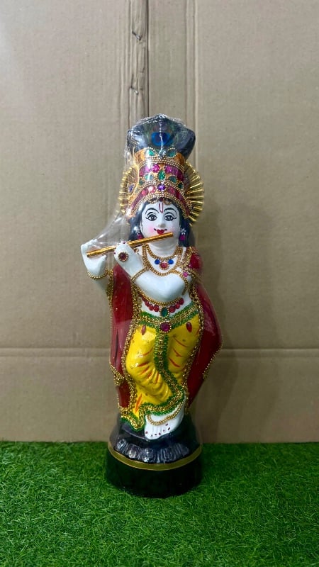 White Krishna with Flute – 17 inch