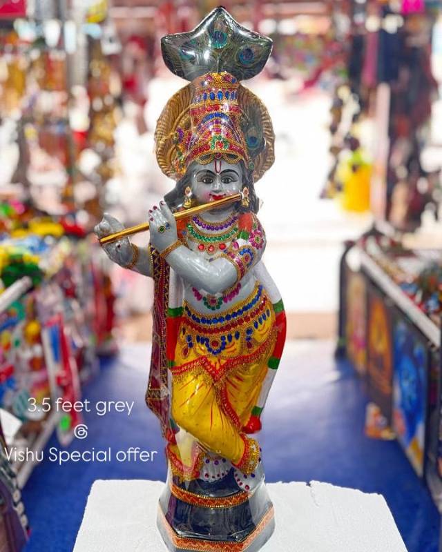 Krishna with Flute – 3.5 feet Grey