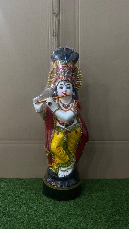 White Krishna with Flute – 17 inch