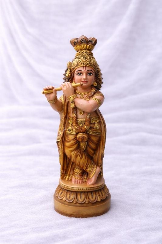 18 Inch Marble Krishna - Brown