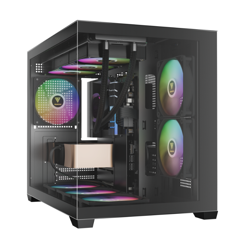 GAMDIAS AURA GC10M ARGB (BLACK/WHITE) + 3 FAN ARGB m-ATX PC CASE