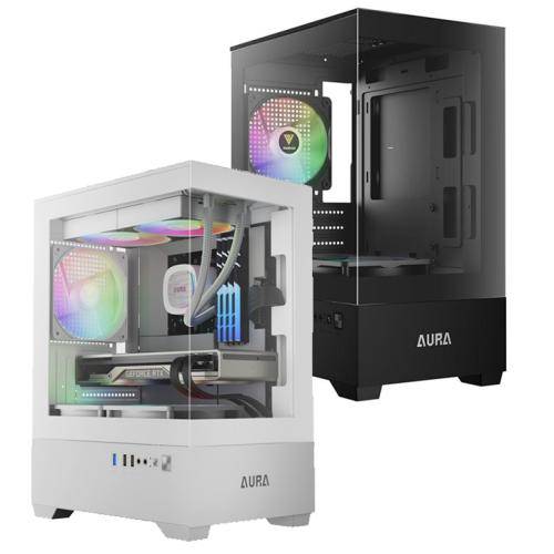 GAMDIAS AURA GC9M ARGB COMPACT PANORAMIC ARGB MICRO-TOWER CASE 3 Built-in 120mm ARGB Fans