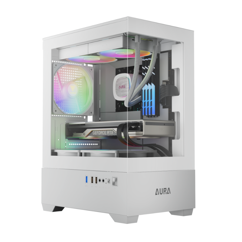GAMDIAS AURA GC9M ARGB COMPACT PANORAMIC ARGB MICRO-TOWER CASE 3 Built-in 120mm ARGB Fans