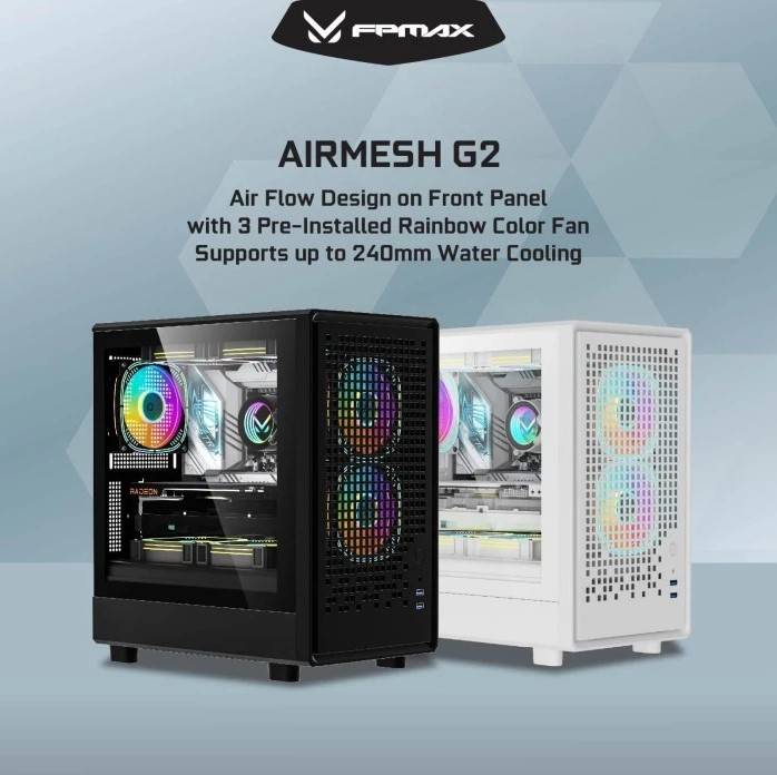 FPMAX AIR MESH G2 (BLACK) mATX GAMING CASE FREE 3 RGB Fan