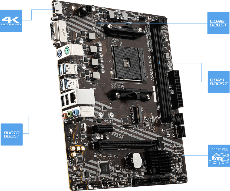 MSI A520M-A PRO DDR4 Socket AM4