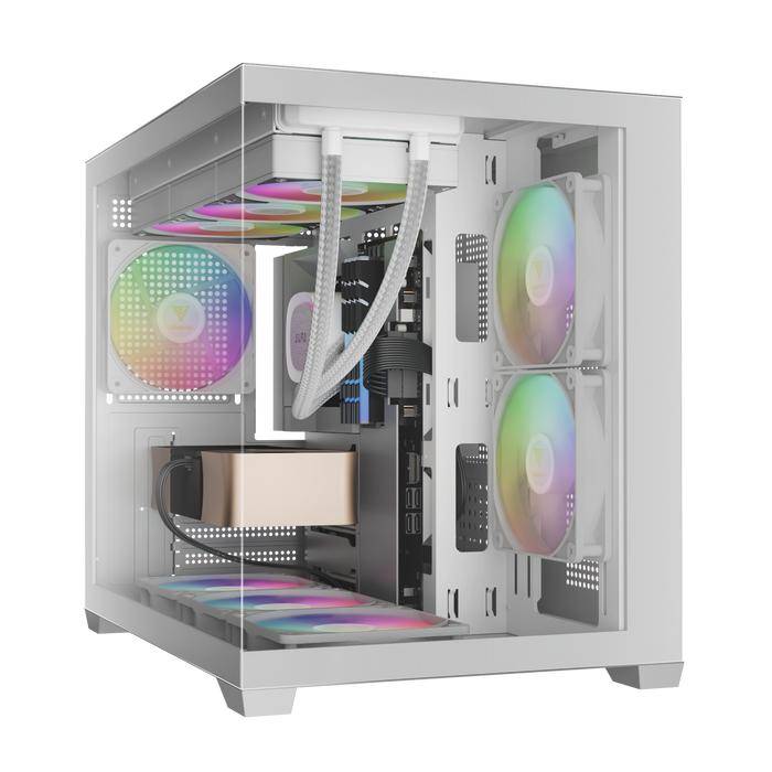 GAMDIAS AURA GC10M ARGB (BLACK/WHITE) + 3 FAN ARGB m-ATX PC CASE