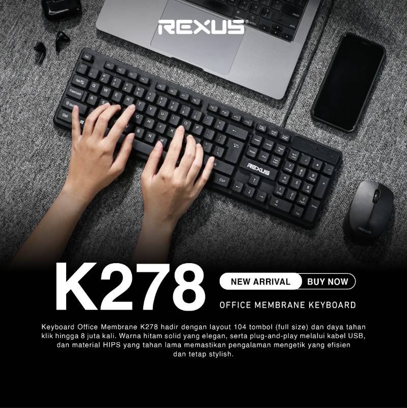 REXUS K278 KEYBOARD USB OFFICE