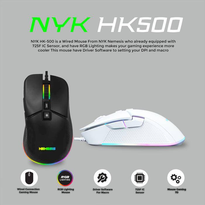 NYK Nemesis HK-500 (Black/White) Mouse Gaming Macro