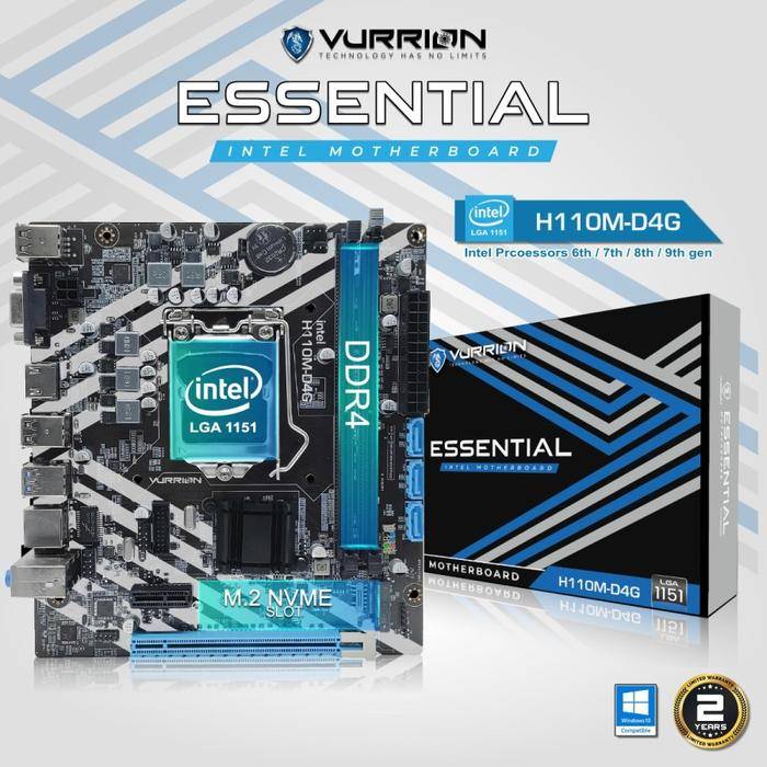 VURRION ESSENTIAL H110M-D4G GEN LGA 1151 gen 6,7,8,9