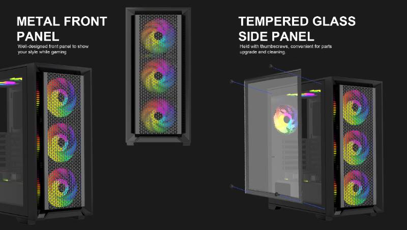 VENOMRX AEGON (BLACK) - ATX Tempered Glass 4X12CM ARGB Fan
