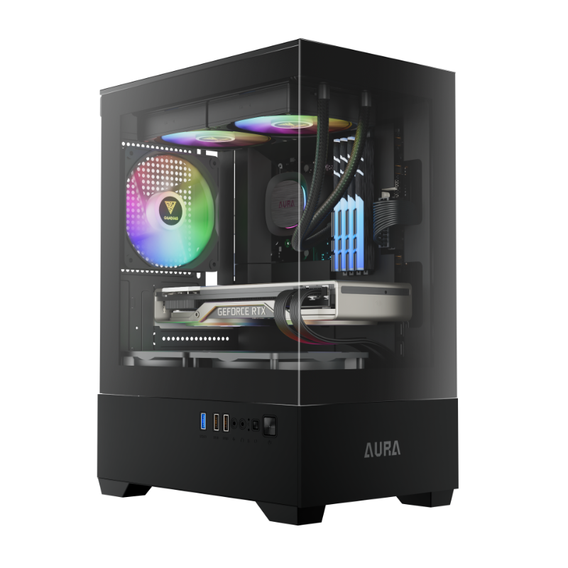 CUBE GAMING ALTA V.2 BLACK - With Type-C- mATX - LEFT SIDE GLASS DOOR - PSU COVER - Free 3 pcs RAINBOW FAN