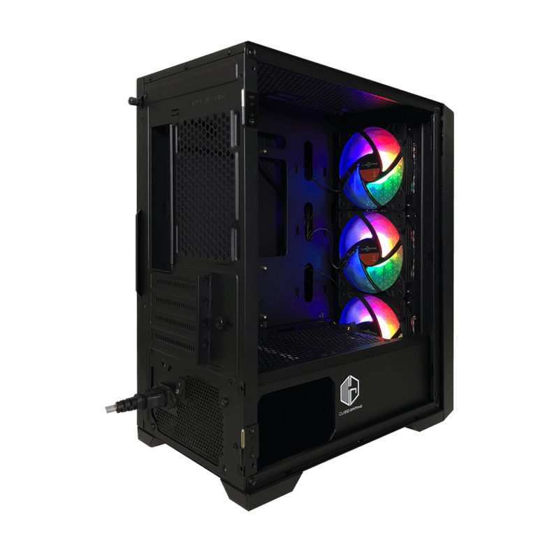 CUBE GAMING ALTA V.2 BLACK - With Type-C- mATX - LEFT SIDE GLASS DOOR - PSU COVER - Free 3 pcs RAINBOW FAN