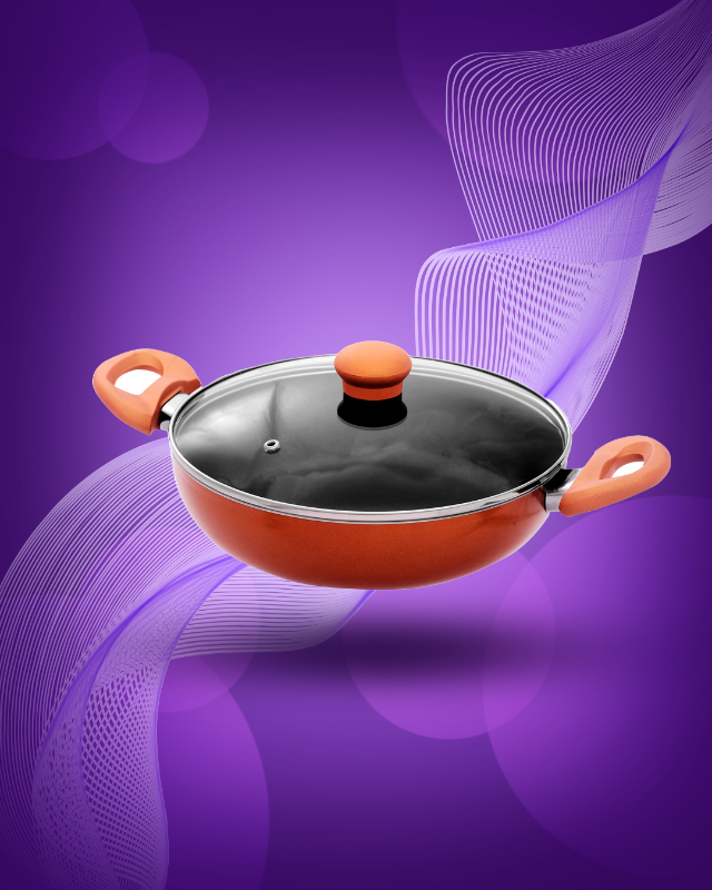 NON-STICK KADAI WITH GLASS LID