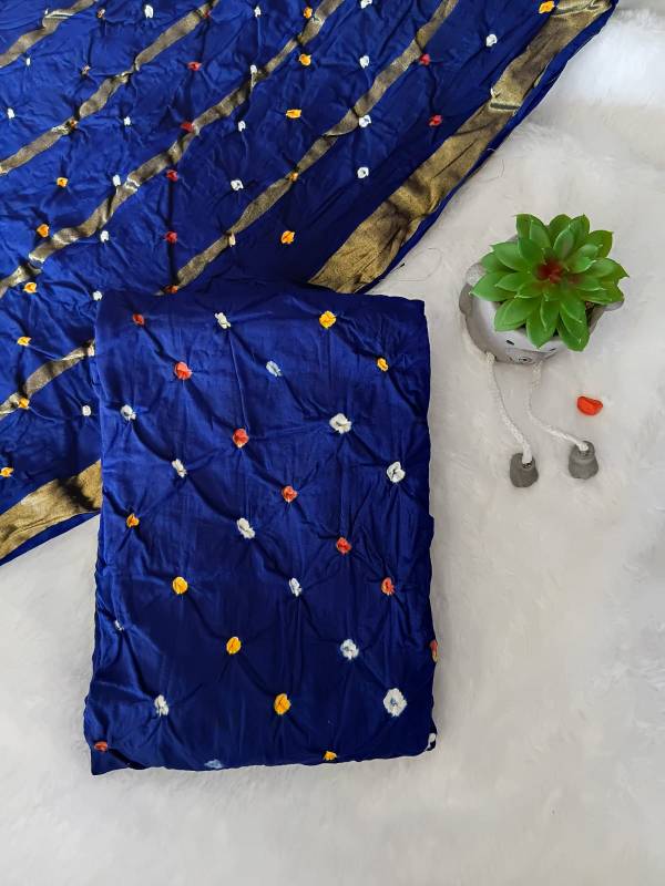 Bandhani Print Cotton Dress - Dark blue