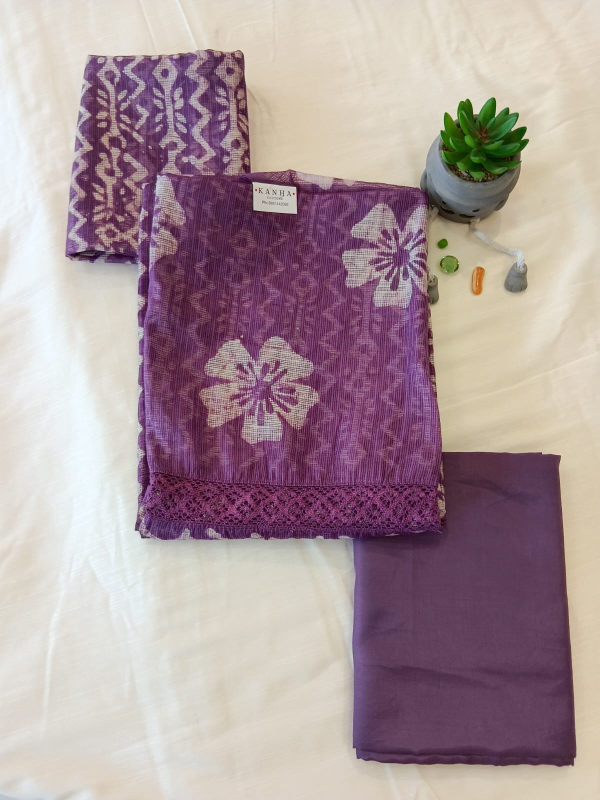 Voilet cotton cotta with printed Salwar suit