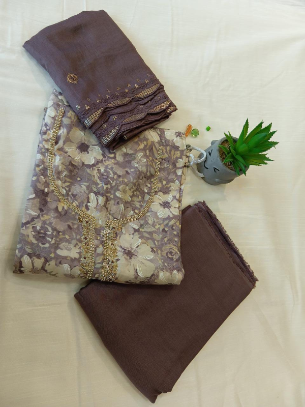 Semi silk with handwork Salwar suit