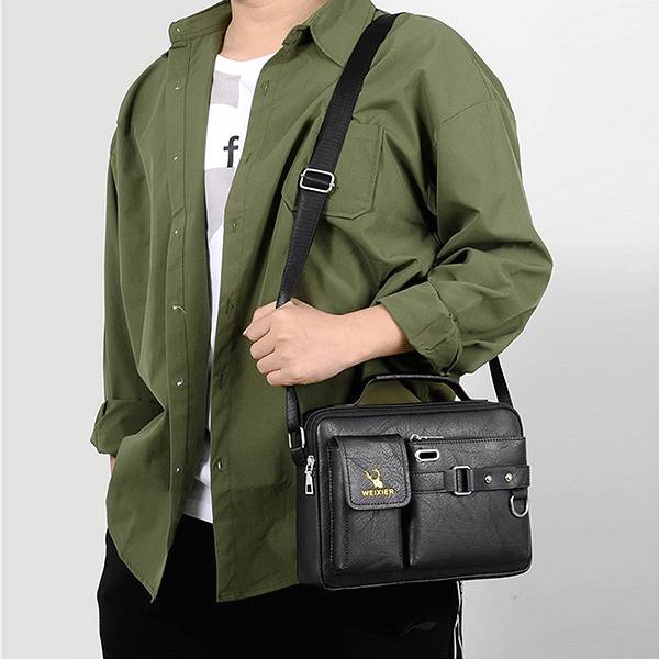 Men's Pu Leather Shoulder Bag